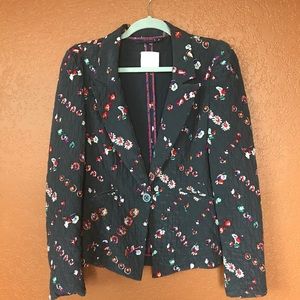 Rebecca Taylor Quilted Silk Floral Blazer